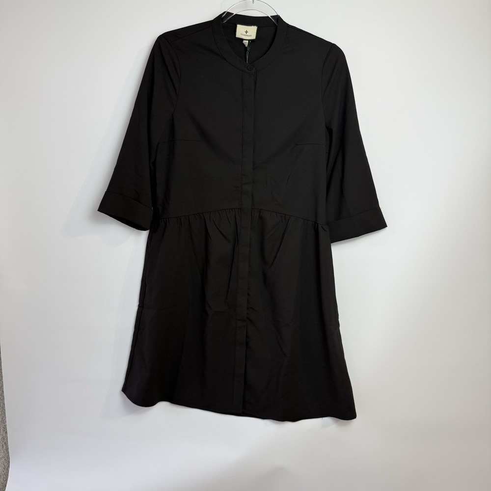 Tuckernuck Royal Shirt Dress Women's XXS Black Stretch Crepe Mini $148 Y24227T - Picture 5 of 14